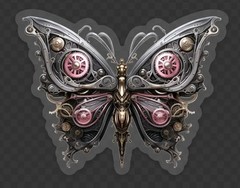 Steampunk Butterfly Sticker | Mechanical Butterfly Vinyl Sticker | Gothic