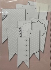 Heidi Swapp Tags White and Silver Stars Chevron Scrapbook Card Making New 8 pc