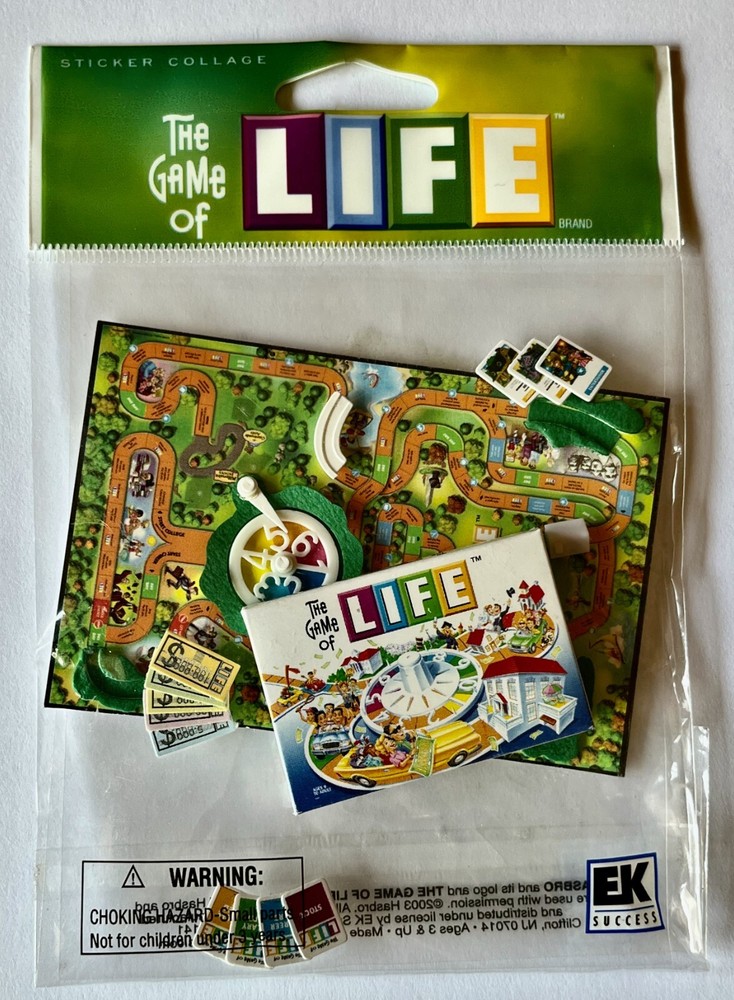 Vintage GAME OF LIFE Board Game Hasbro Jolee’s Boutique 3D Sticker Scrapbook Art