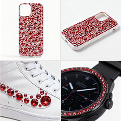 1792 Pcs Self Adhesive Rhinestone Stickers 4 Sheets 3Mm 4Mm 5Mm 6Mm Red AB Cryst