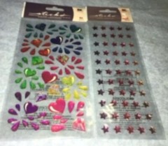 Lot Of 2 Sticko Colorful Heart Scrapbook Sticker Sparkly Valentine Stars Diamond