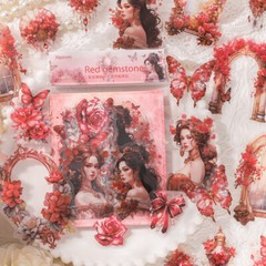 Vintage Gemstone Lady Stickers PET 30PCS Scrapbooking Decal Diary DIY Butterfly