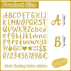 648Pcs Letter Stickers – 8 Sheets Alphabet Stickers, 1 Inch Vinyl, Glitter, Self