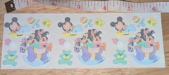 Vintage Sandylion Stickers Fuzzy Disney Babies Mickey & Minnie Mouse, Unused Mod