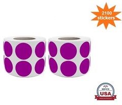 Purple Color Coding Round Stickers 3/4 Inch (19MM) 2100 Pack on 2 Rolls