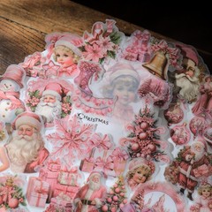 36 pcs Pink Christmas Translucent Vellum Matte Surface Paper Sticker Scrapbook
