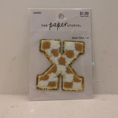 The Paper Studio Chenille X Brown White Checker Sticker Patch Alphabet Letter