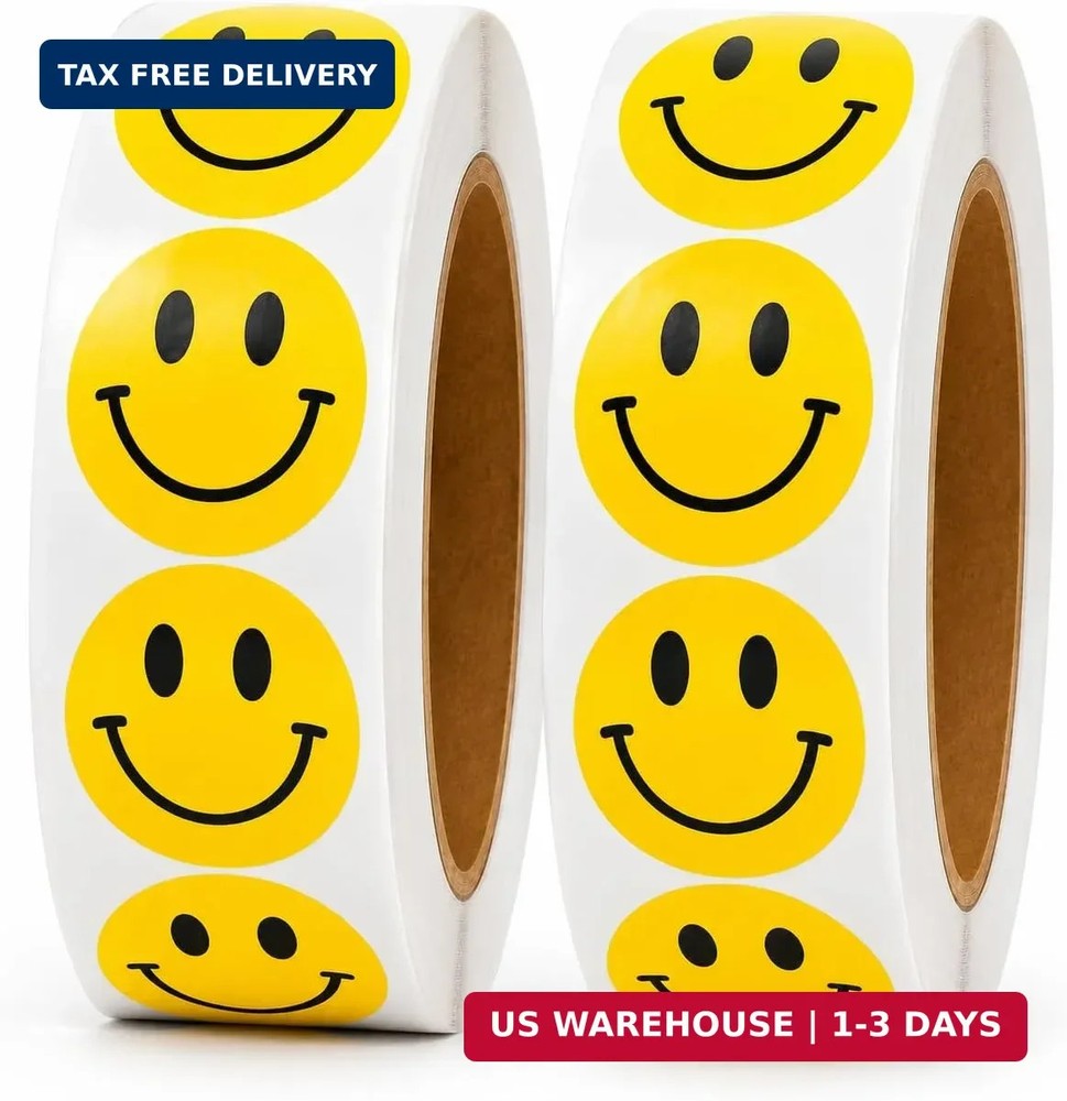 1000PCS Yellow Smiley Face Stickers 1 Inch – Bulk Happy Face Stickers for Cla…