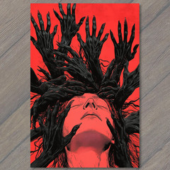 STICKER Grasping Red Hands Wide Mouth Expression Monochrome Terror Dreamlike