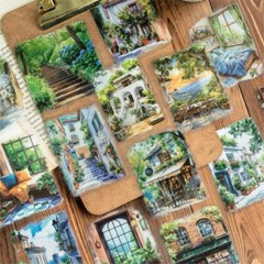 15Pcs Large Size PET Stickers City Street Scenery Sticker Journal Album Supplies