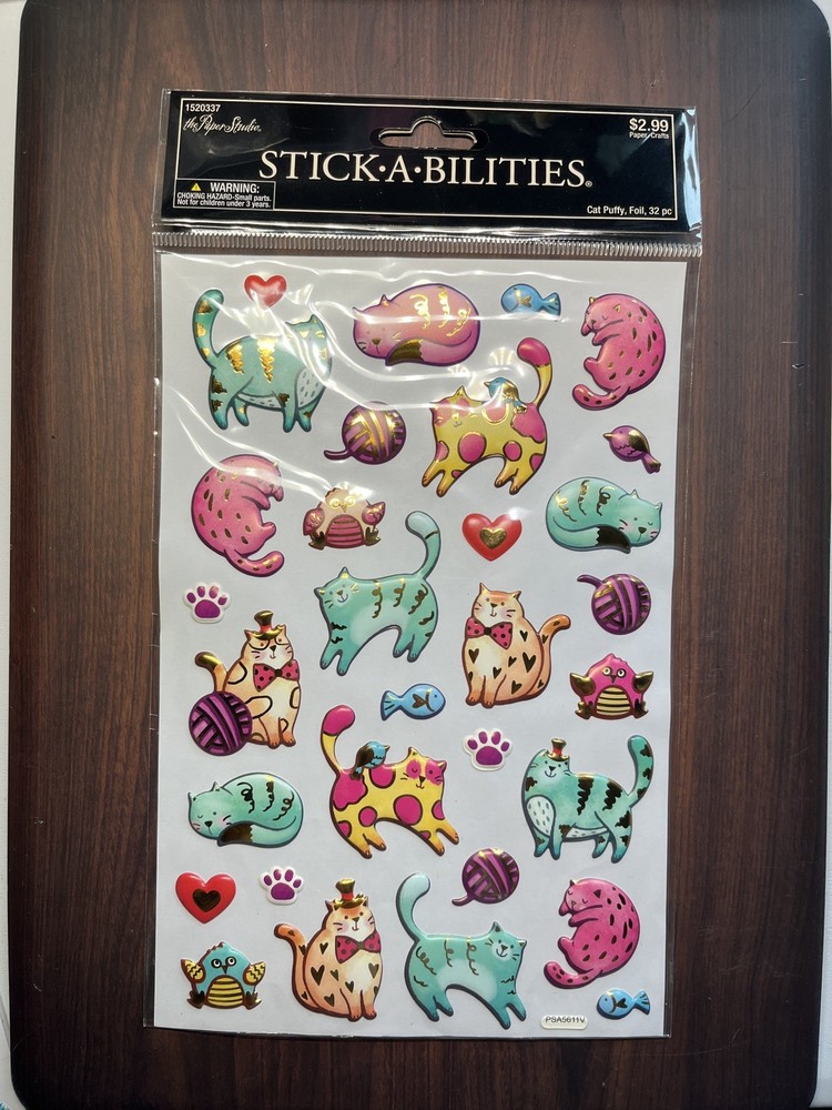 Stick-a-bilities Hobby Lobby PUFFY COLORFUL CATS DIMENSIONAL STICKERS scrapbook