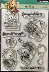 New Penny Black RUBBER STAMP clear cling set SMILING! friendship free