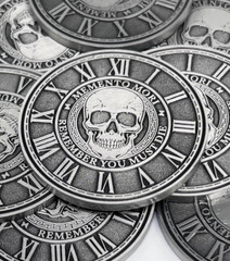 Memento Mori Coin Silver Medallion Stoicism Gift Amor Fati Medal EDC Challenge