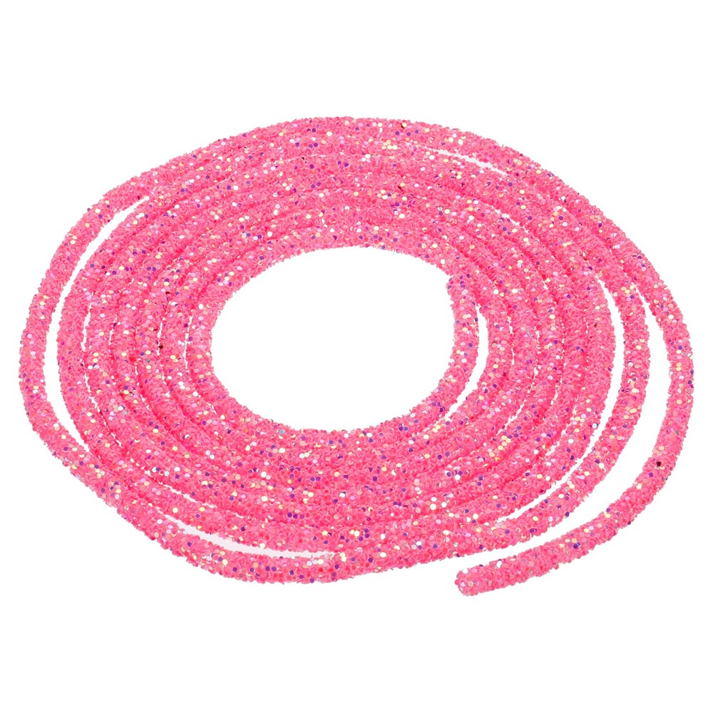 2.5 Yard 6mm Glitter Sequins Rope Sequins Rhinestone Cord Dark Pink
