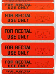for Rectal Use Only Stickers 1.5″ x 0.375″ Fluorescent Red Stickers with Permane