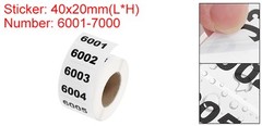 1 Roll Inventory Number Sticker 1.6×0.8″ 6001-7000 Consecutive Number Sticker