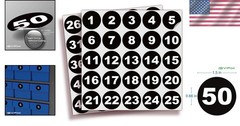 Waterproof Black Number Stickers 1 to 50 – Ideal for Inventory & Storage