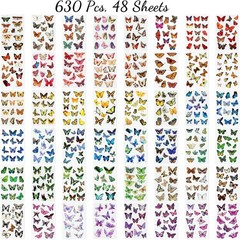 Butterfly Stickers(635 Pcs, 48 Sheets), Flower Stickers for Scrapbooking, Journa