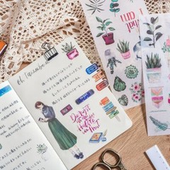 Cartoon Flowers Leaves Sticker Diary Scrapbook Stationery Stickers Supplies 3pcs