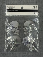 Recollections Halloween Skull Stickers 4 pc Gray Black White