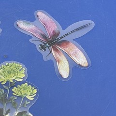 Floral Die Cut Stickers Clear Dragonfly Trees Flowers Pink Green Purple White