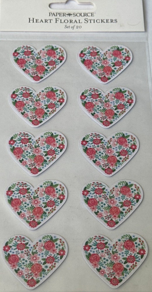 HEARTS FLORAL✨20✨STICKERS✨🤍🌸🤍✨7” X 4”✨FANCY✨1 1/2” X 1 1/4”✨each one☝️💫