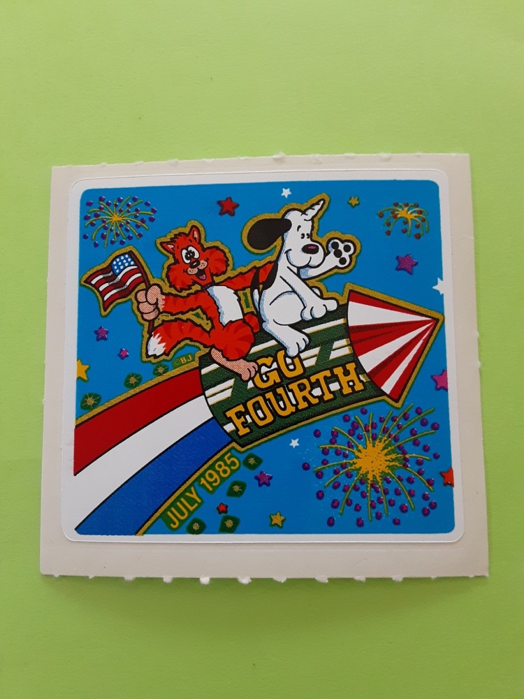 vintage 80’s BJ Decal Specialties unidog 4th of July large sticker module