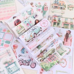 Pre Cut Journal Sticker Book Assorted Paper PET Washi Stickers Scrapbooking