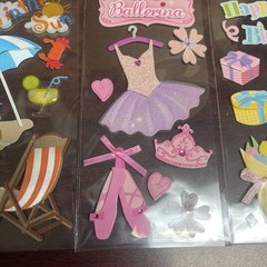 RECOLLECTIONS STICKERS HAPPY BIRTHDAY ,BALLERINA,fun In Sun Lot Of 4