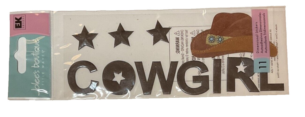 Jolee’s Boutique Cowgirl Hat Stars Title Dimensional Scrapbook Stickers VTG