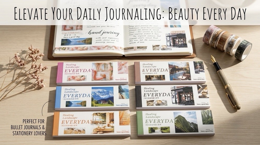 540 Pre-Cut Scenery Journaling Stickers, 6 Pcs Complete Set Washi Sticker Books