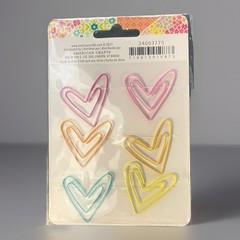 Paige Evans HEART Shaped PAPER CLIPS Pastel Colors 12 Pieces Approx 1-1/2”-2”