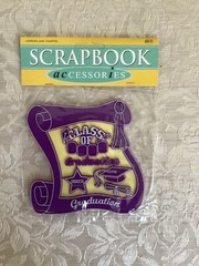 aci Scrapbook Accessories “Class of” Graduation w/Adhesive- Purple/white