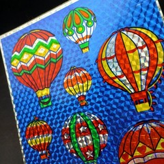 Vintage 80s Prismatic Stickers Razzle Dazzle Hot Air Balloons Hallmark 1 Sheet