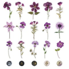 PET Transparent Purple Dried Flower Wax Seal Stickers, 40pcs | Waterproof, Cl…