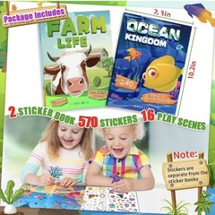 LIFEBE (2) Sticker Books for Kids (570+ Stickers), Toddler Sticker Books NEW