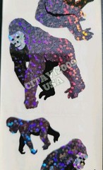 HAMBLY STUDIOS STICKERS PRISMATIC / GLITTER * GORILLAS * PRIMATE RARE VINTAGE