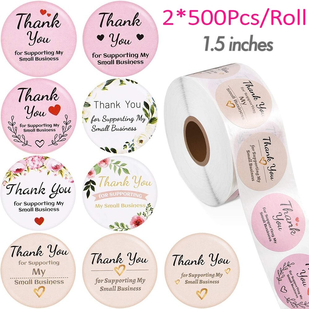 1000Pcs 1.5″ Thank You Stickers Thank You For Supporting Small Business Labels