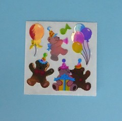 Vintage Sandylion Mother of Pearl Birthday Party Bears Sticker Mod