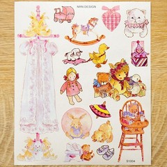 NRN Designs Stickers – Rare Vintage Cute Baby Toys Sticker Sheet – Scrapbooking