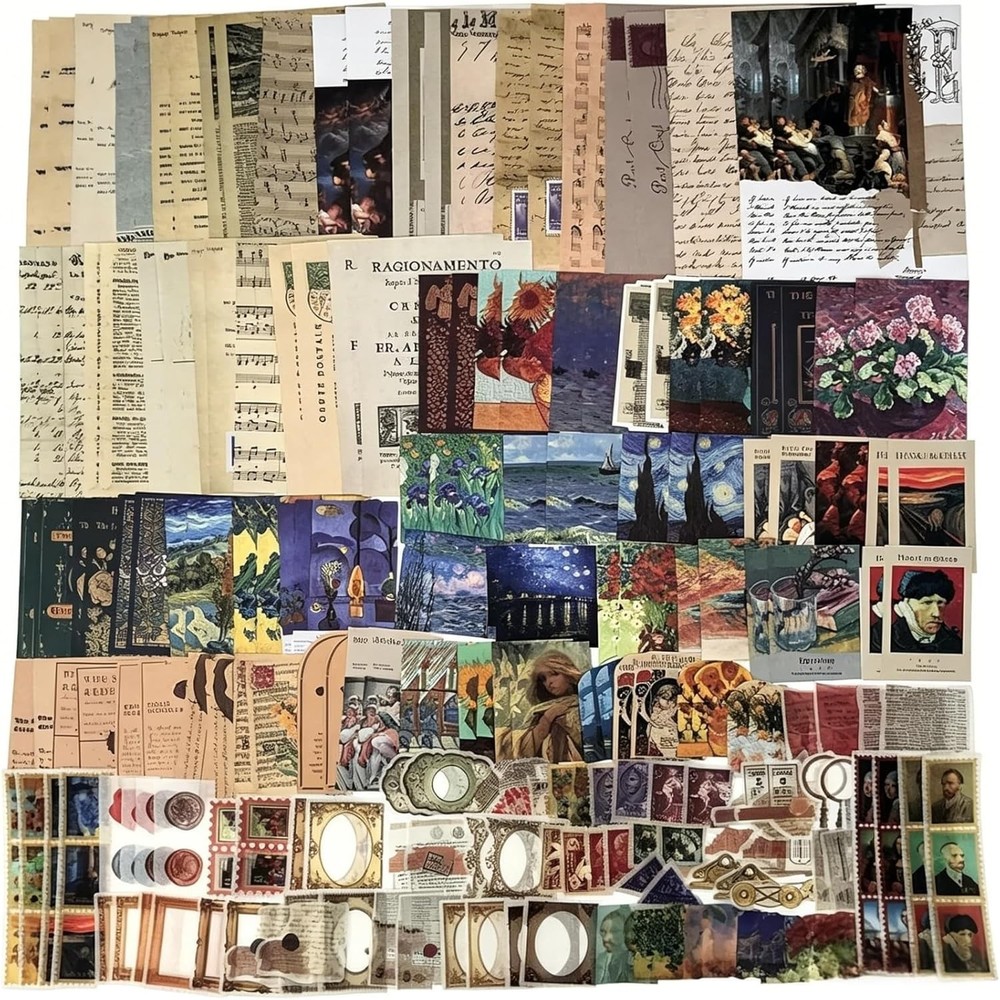 200PCS Vintage Scrapbooking Supplies Kit for Journaling, Junk Journal Planners A