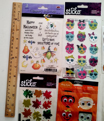 Lot of HALLOWEEN FALL Stickers Scrapbook New & Open Packages GOOGLE EYES SKULL