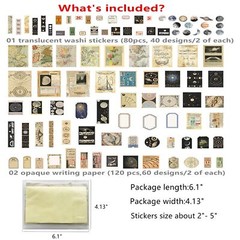 200 Pcs Vintage Scrapbook Stickers Junk Journaling Stamping Supplies Kit