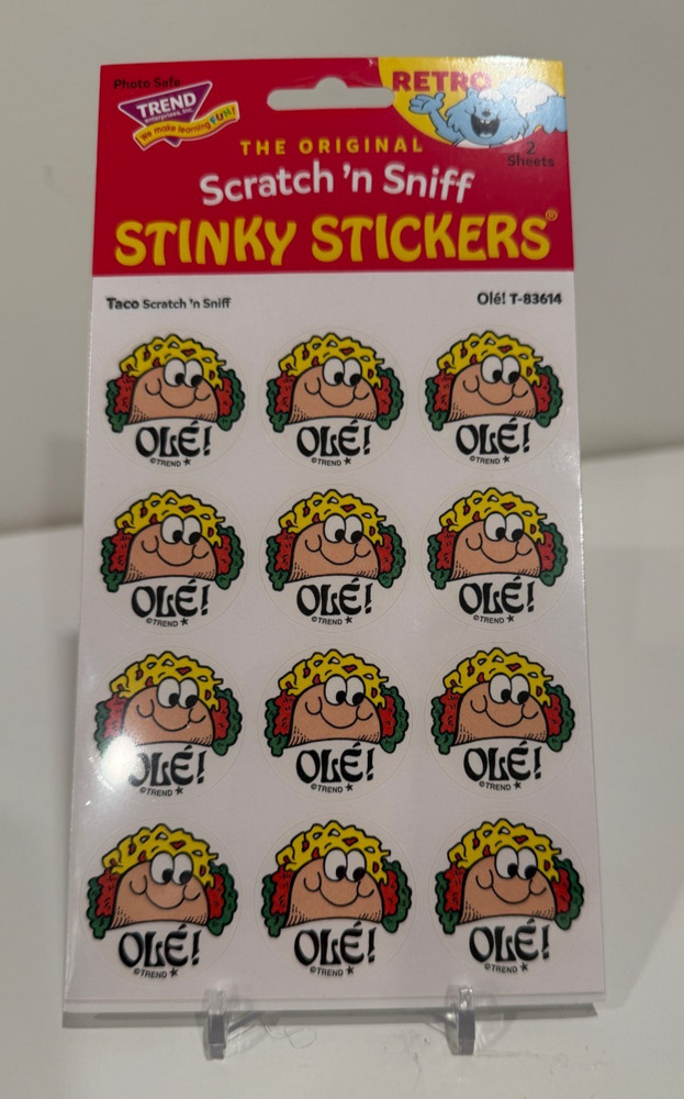 Trend Retro Stinky Stickers Scratch ‘n Sniff Taco Sealed 2 sheets 24 total