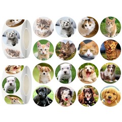 UVUXO 600 Pcs Cat and Dog Stickers for Kids- 1.5 Inch Round Sticker Roll 16