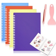 Sabary 4 Pieces Sticker A5, about 8.3 x 5.8 inch, Red, Blue, Yellow, Purple