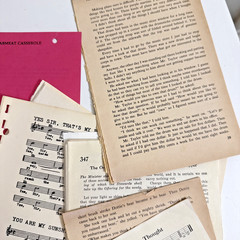 Vintage Ephemera Lot 50 Pages from Different Books Hymn/Recipe/Dictionary/Novels