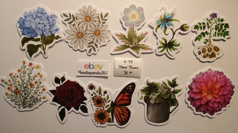 Flowers – Mixed -Stickers -10 PCs – 5 styles available! See Description