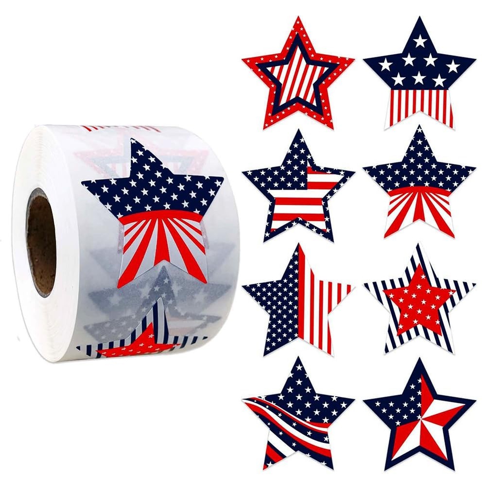 500 Pcs 4th of July Patriotic Stickers 1.5Inch American Flag Sticker USA Four…