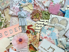 Scrapbook Mixed Lot Ephemera And Embellishments In Stitched Vellum Envelope